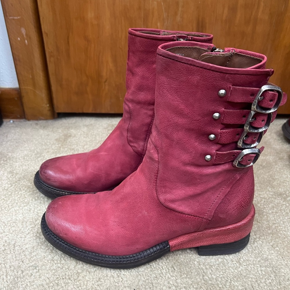 NOT FOR SALE A.S.98 Cranberry Red Military Style Boots EU37 US7-7.5